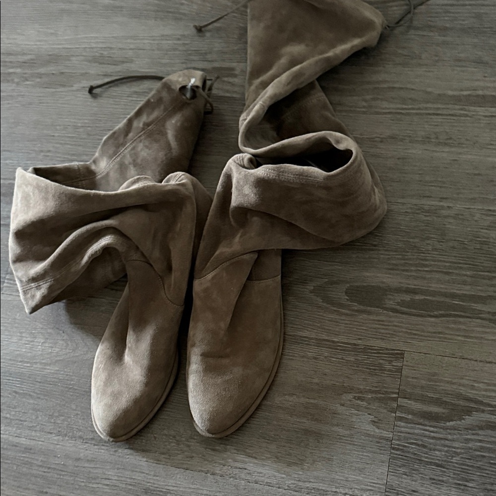 Stuart Weitzman Over-the-Knee Suede Boots in Taupe